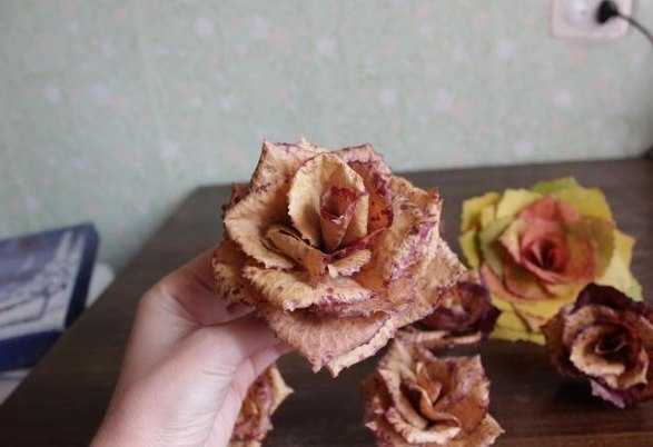Как сделать розы из кленовых листьев — пошагово