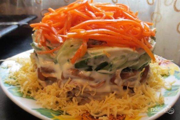 Прекрасное блюдо для настоящих гурманов — салат с курицей и грибами