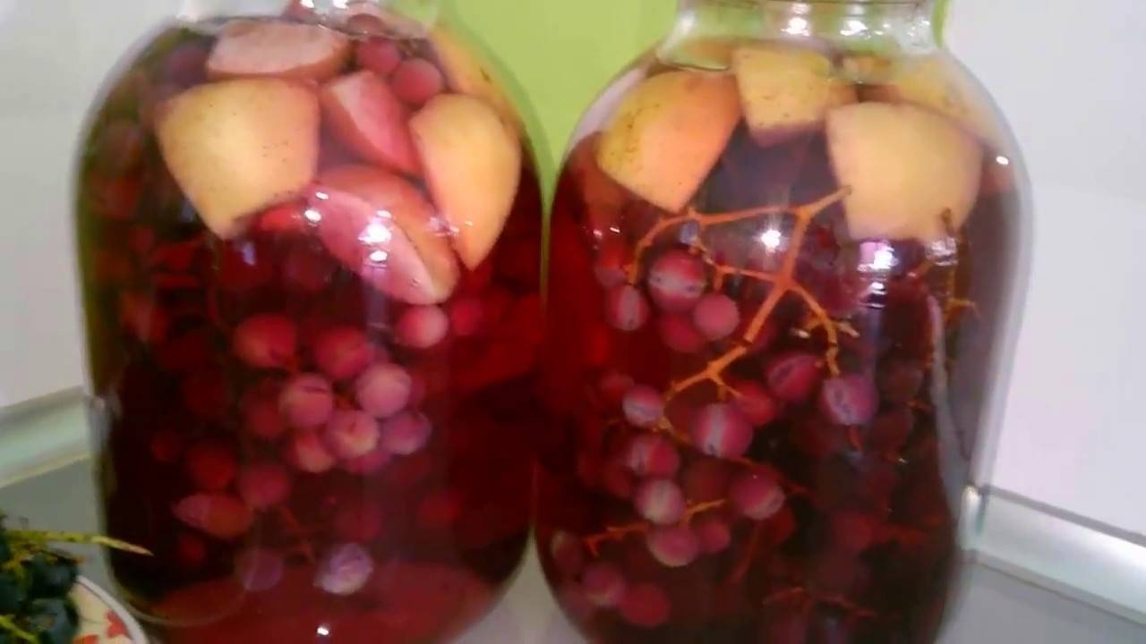 Компот из винограда и яблок – полезный рецепт на зиму