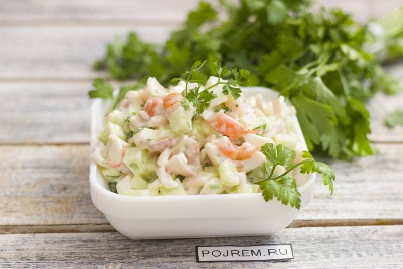 Топ-6 самых вкусных салатов с кальмарами: пошаговые рецепты с фото
