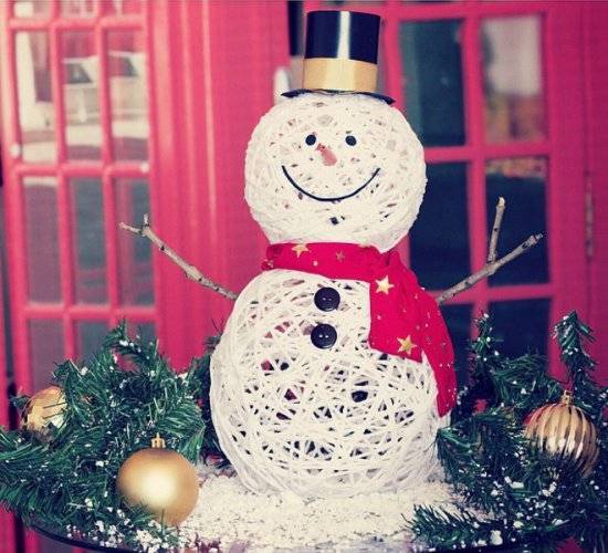 Елочная игрушка снеговик из папье-маше — мастер-класс