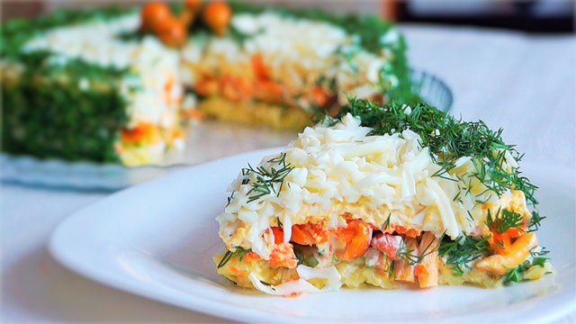 Салат с сыром и грибами - 129 домашних вкусных рецептов приготовления