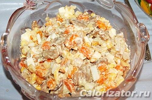 Прекрасное блюдо для настоящих гурманов салат с курицей и грибами