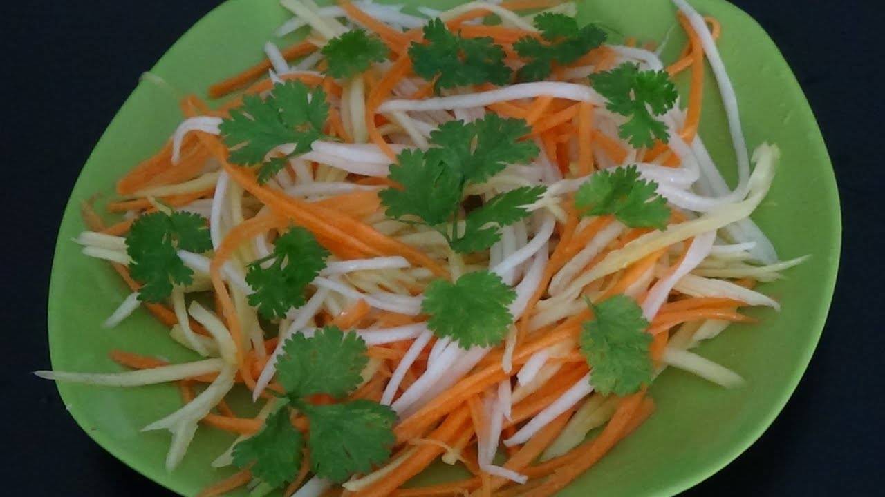 Морковь с дайконом. в зимнюю стужу свежие салаты из дайкона. андалузский овощной салат