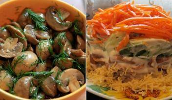 Салат с жареными грибами — рецепты с добавлением крабовых палочек, курицы, бекона, видео