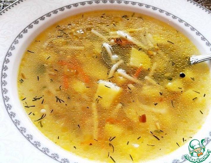 Суп с сайрой и рисом
