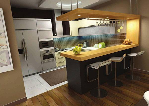 Дизайн барной стойки для кухни - выбор вида, материала, освещения, обзор главных ошибок